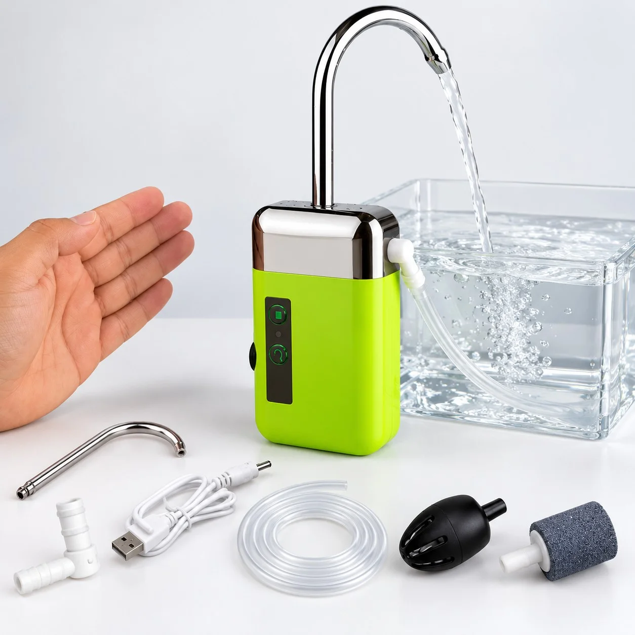 Pompe à eau électrique portable – Pour remplir verres, carafes, casseroles et gourdes, à la maison ou en camping