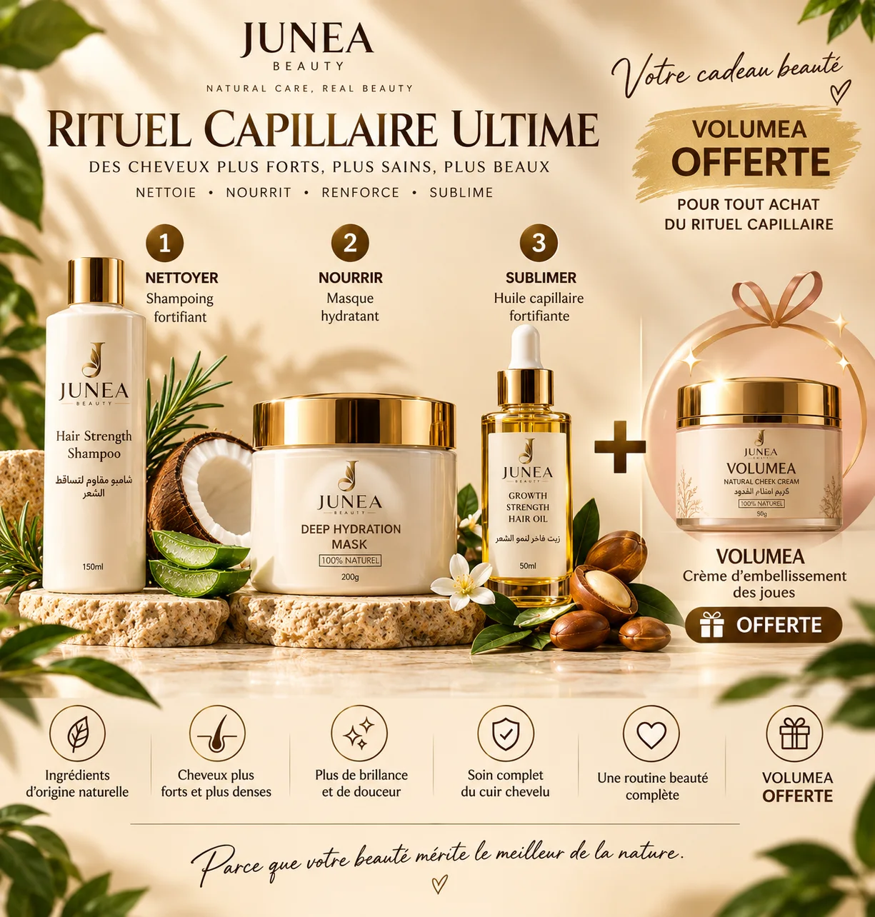 روتين JUNEA BEAUTY المتكامل للعناية بالشعر + VOLUMEA مجاناً 🎁