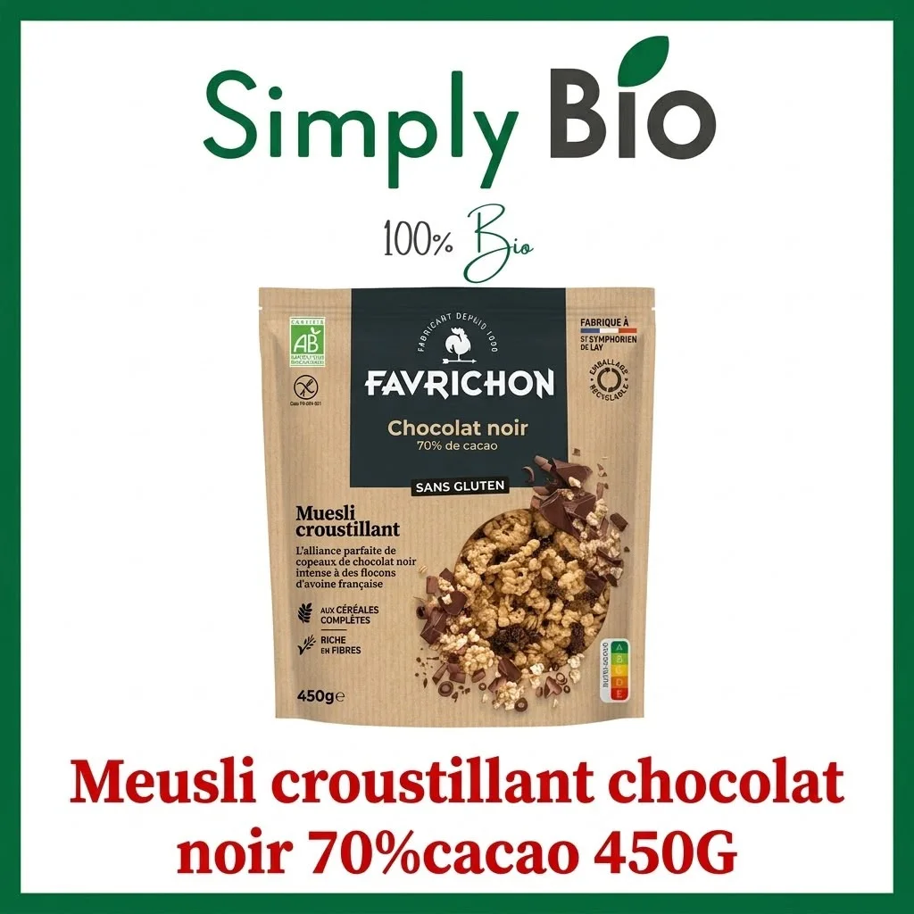 Müesli croustillant chocolat noir 70% cacao 450g