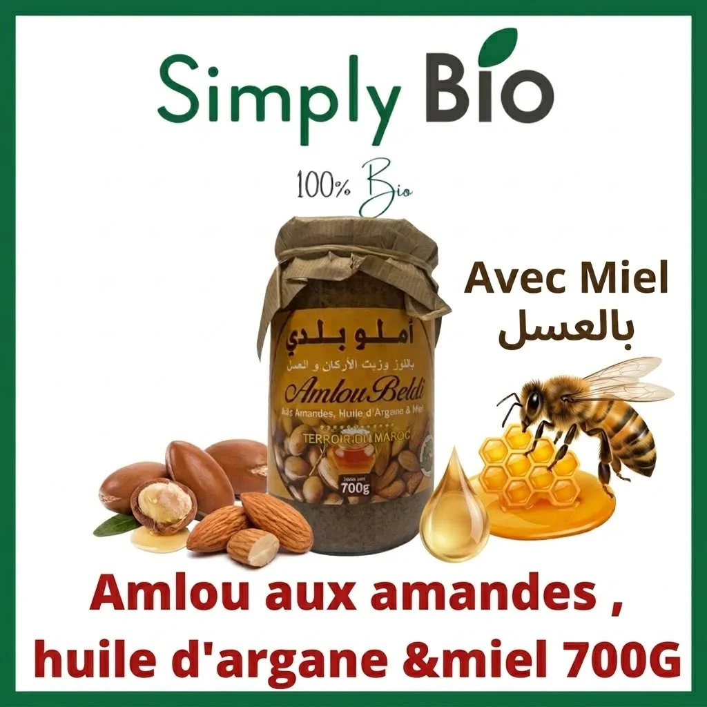 Amlou aux amandes,huile d'argane & miel bio 700g