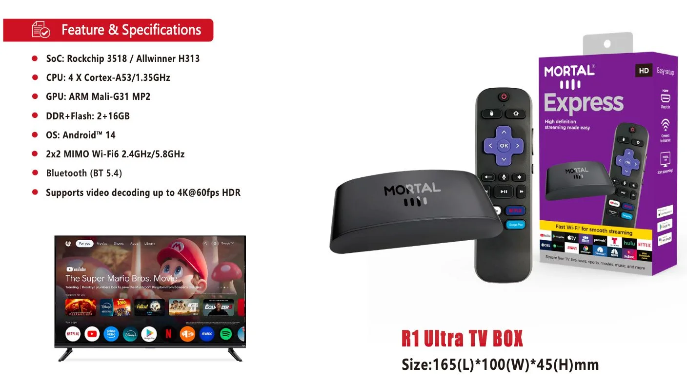 TV BOX ANDROID MORTAL R1 ULTRA