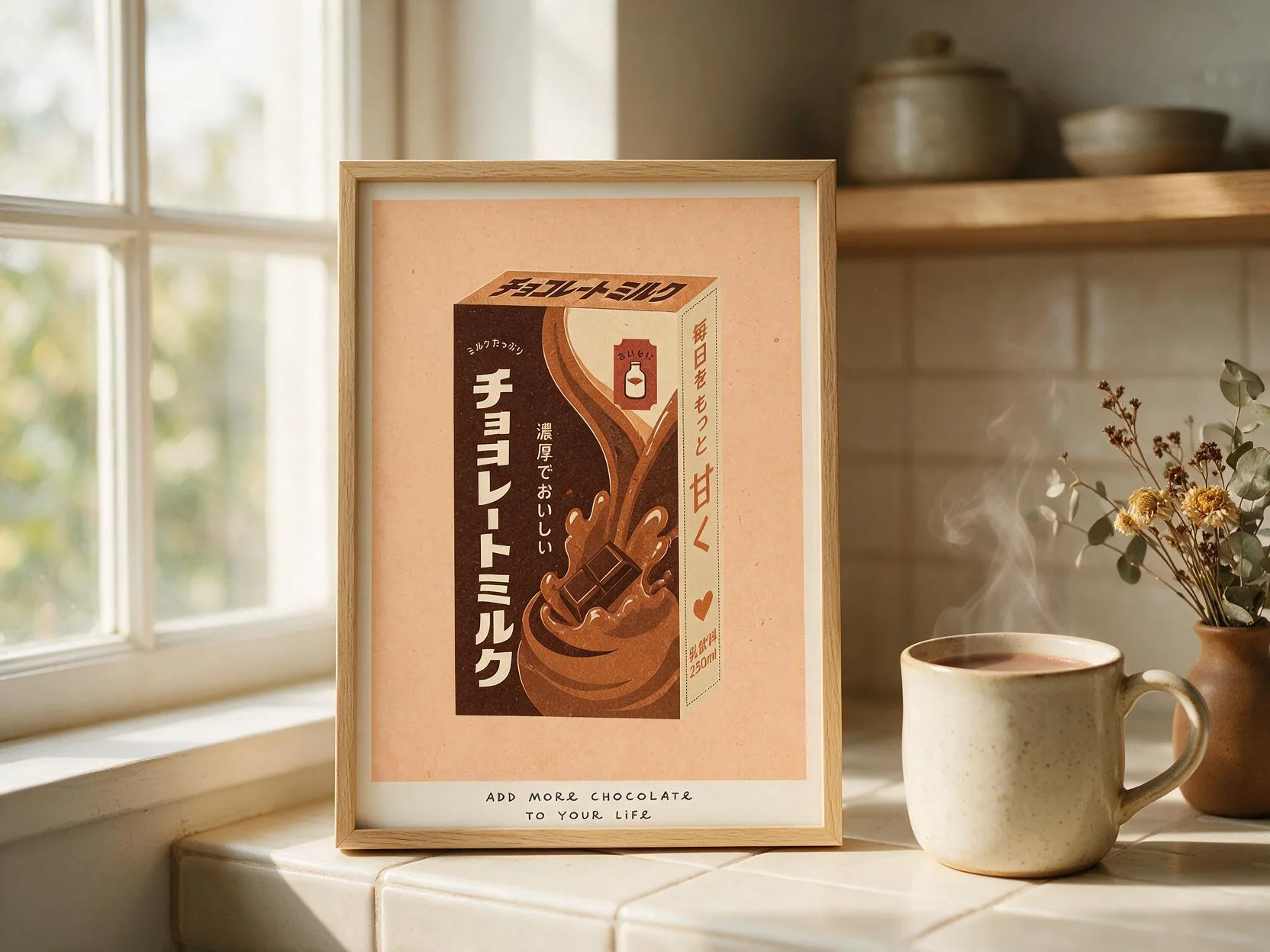 Retro Chocolate Milk Art Print – Vintage Japanese Kitchen Wall Art