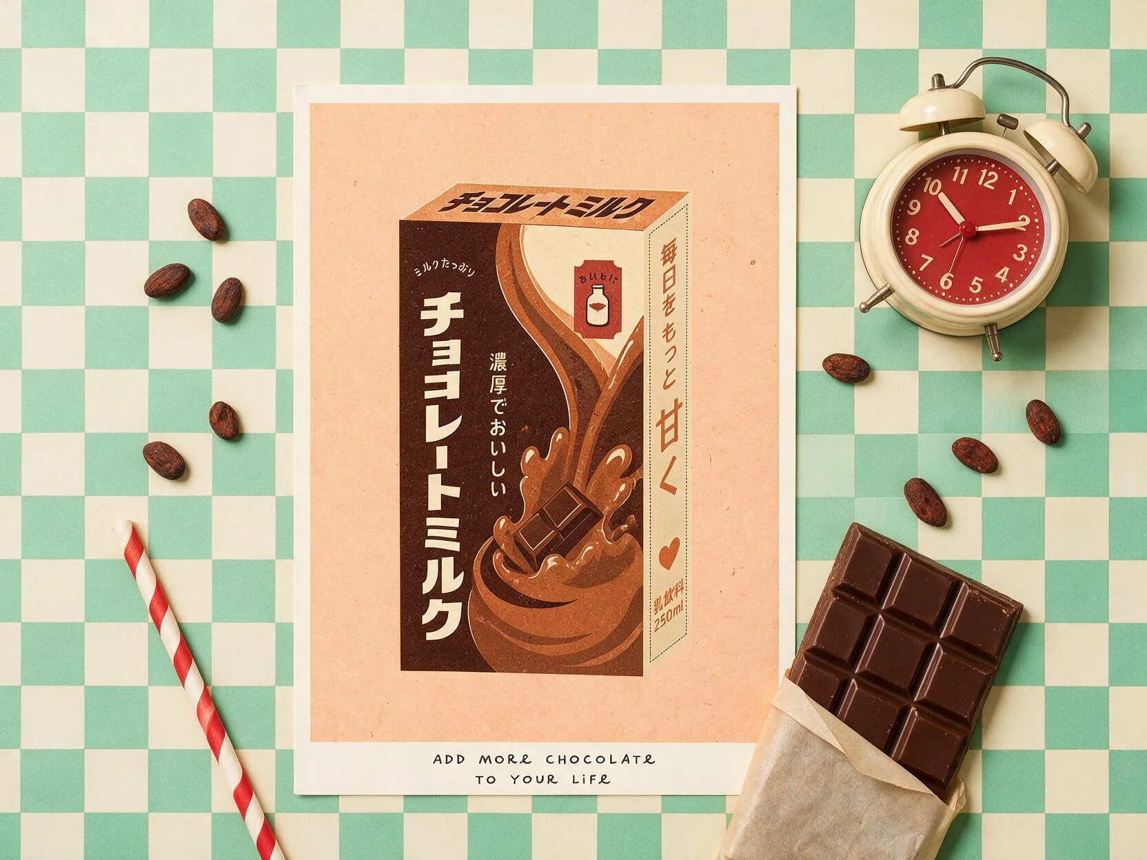 Retro Chocolate Milk Art Print – Vintage Japanese Kitchen Wall Art