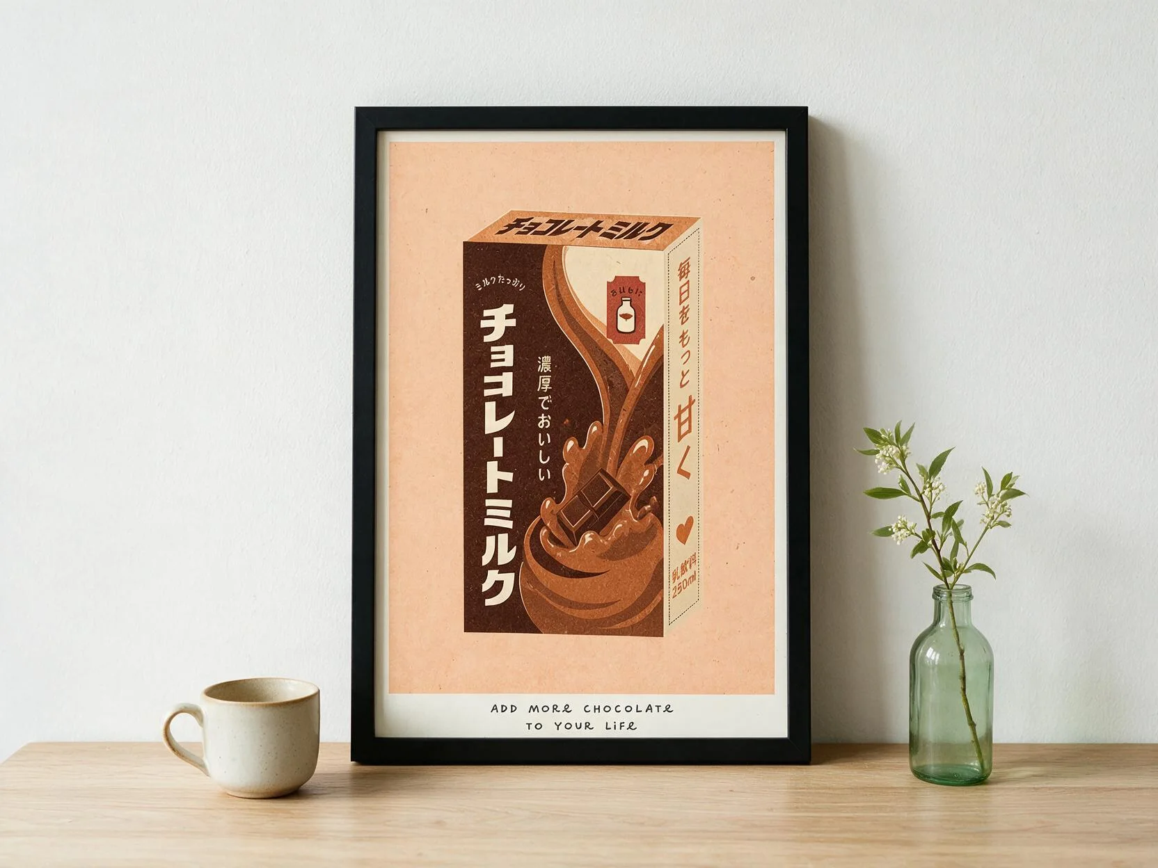 Retro Chocolate Milk Art Print – Vintage Japanese Kitchen Wall Art