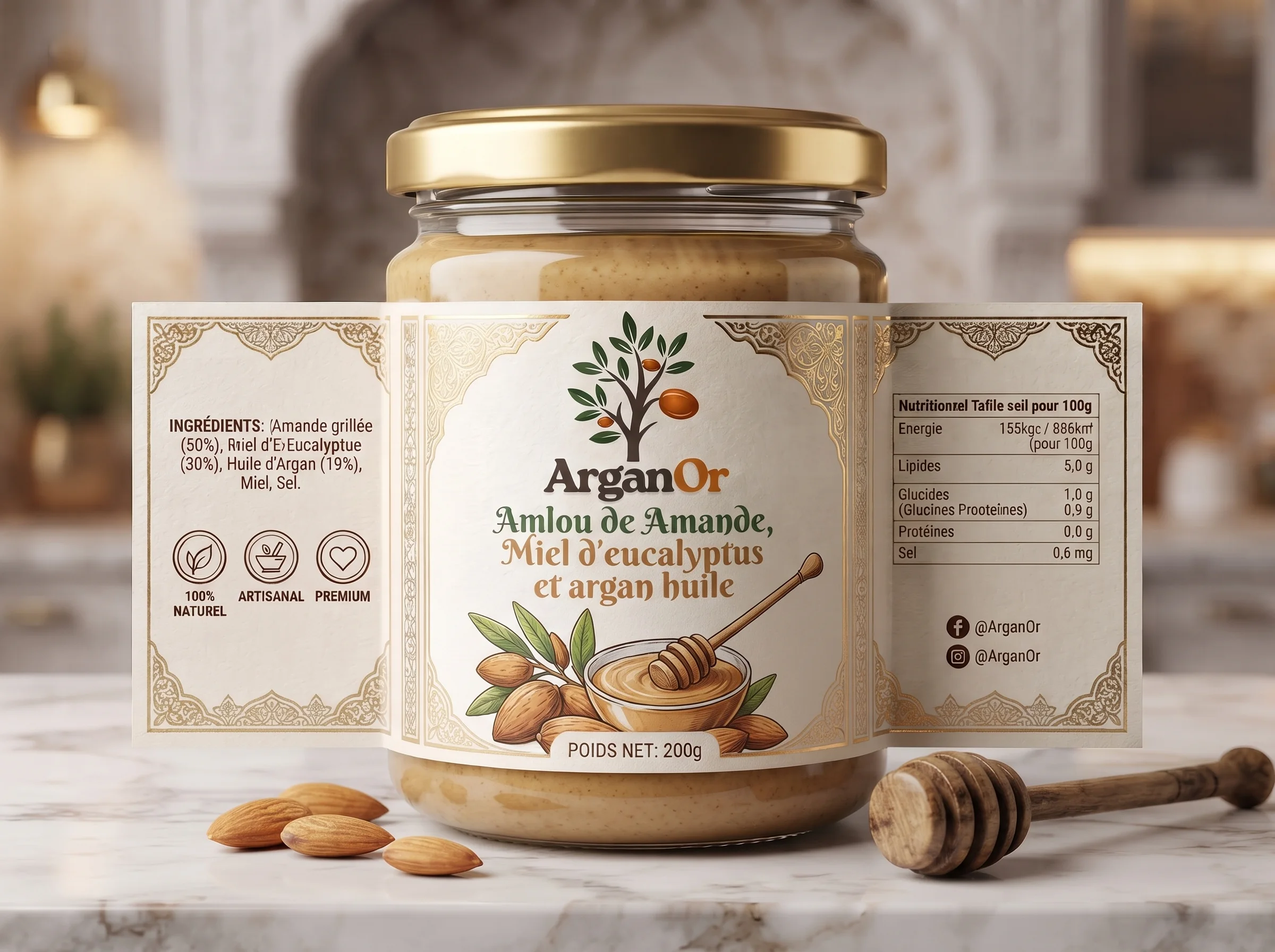 Amlou de Amande, Miel d'eucalyptus et argan huile