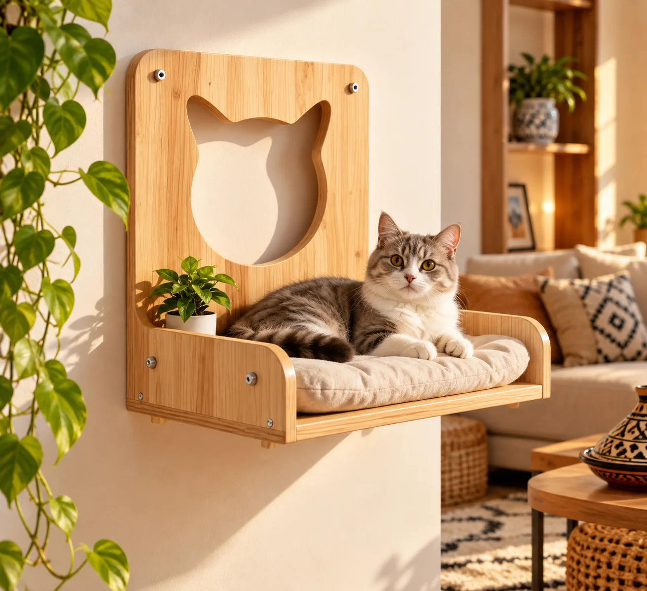 LIT MURAL POUR CHAT EN BOIS