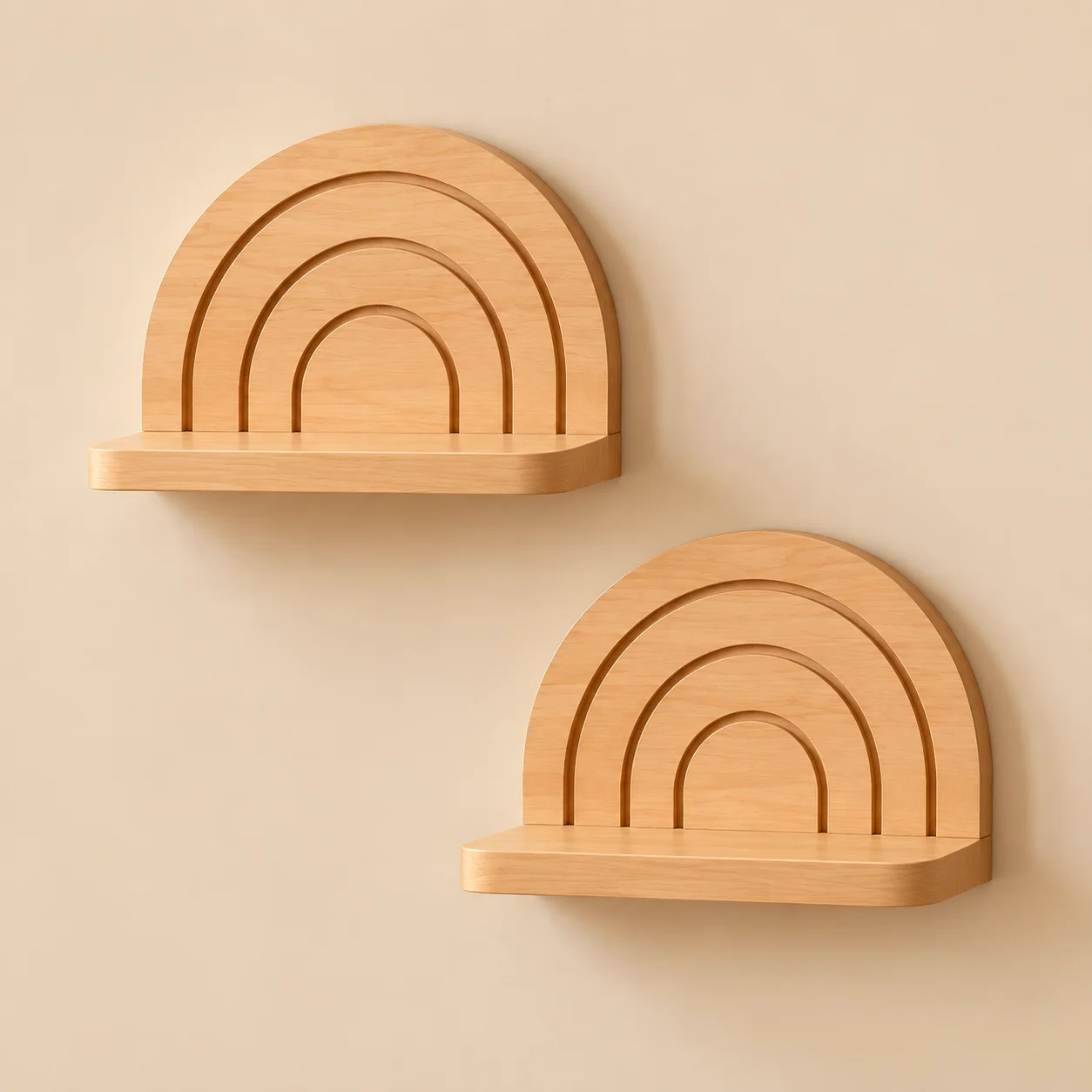 2 pcs ÉTAGÈRES MURALES DESIGN ARCHE EN BOIS