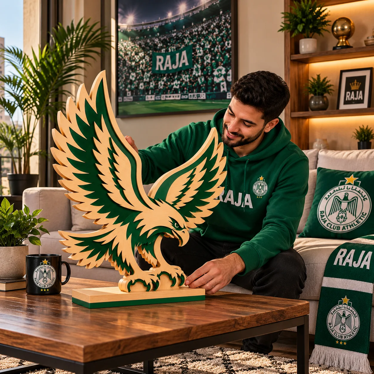 Aigle du Raja en Bois – Décoration 3D 🦅💚