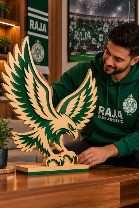 Aigle du Raja en Bois – Décoration 3D 🦅💚