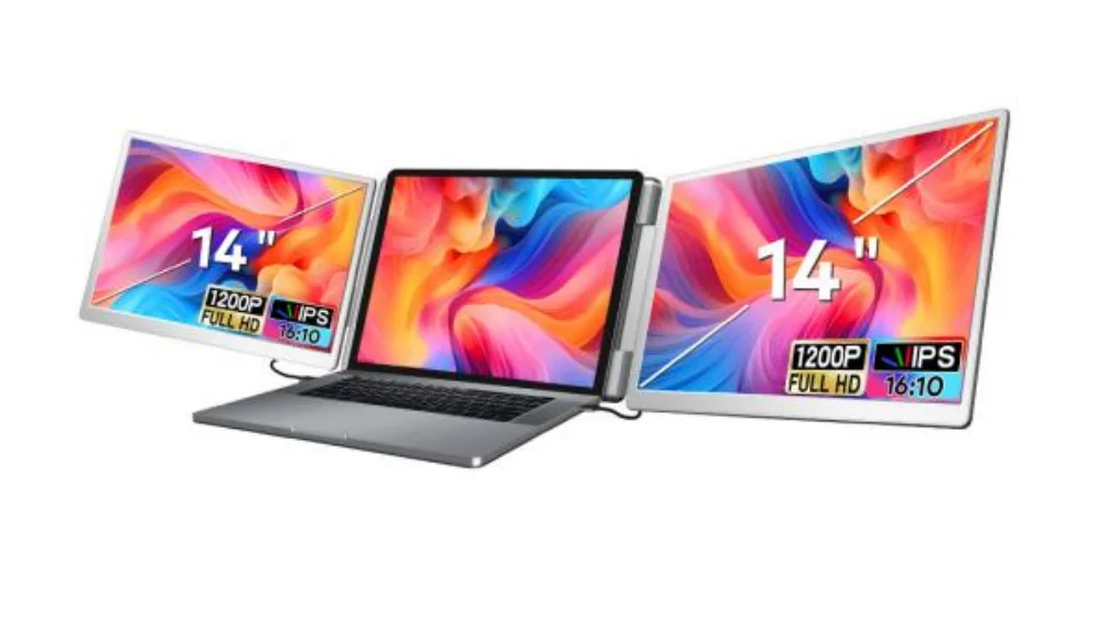 Portable dual-screen monitor:2 pcs of 14 inch full view display S7