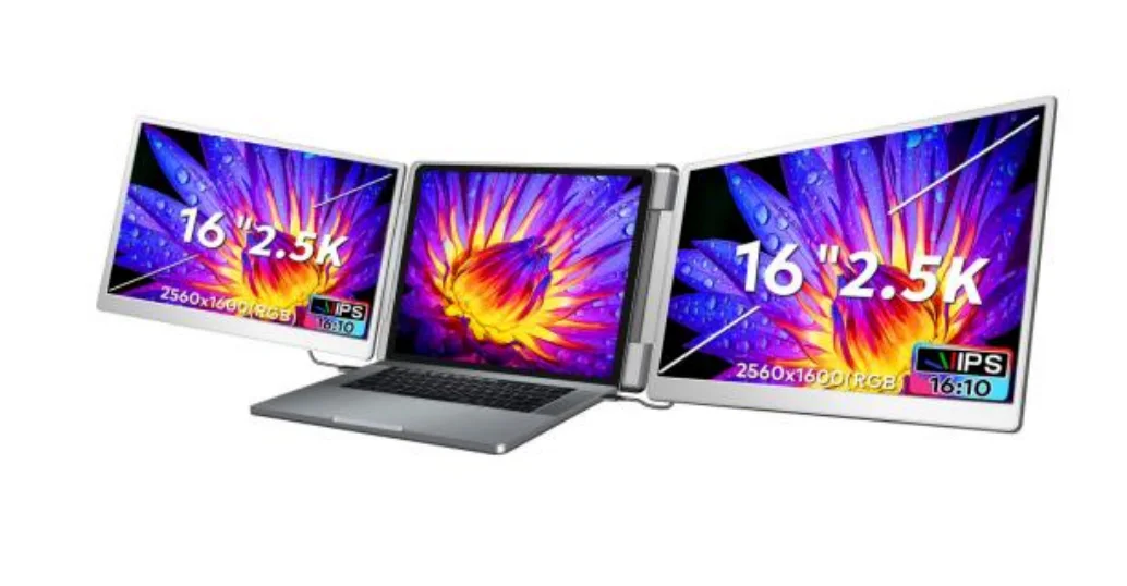 Portable dual-screen monitor:2 pcs of 16 inch full view display S5