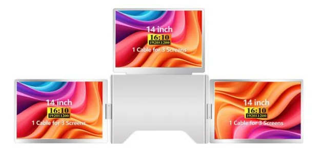 Portable quad monitor: 3 pcs of 14 inch full view display S780