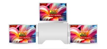 Portable quad monitor: 3 pcs of 15,6 inch full view display S888
