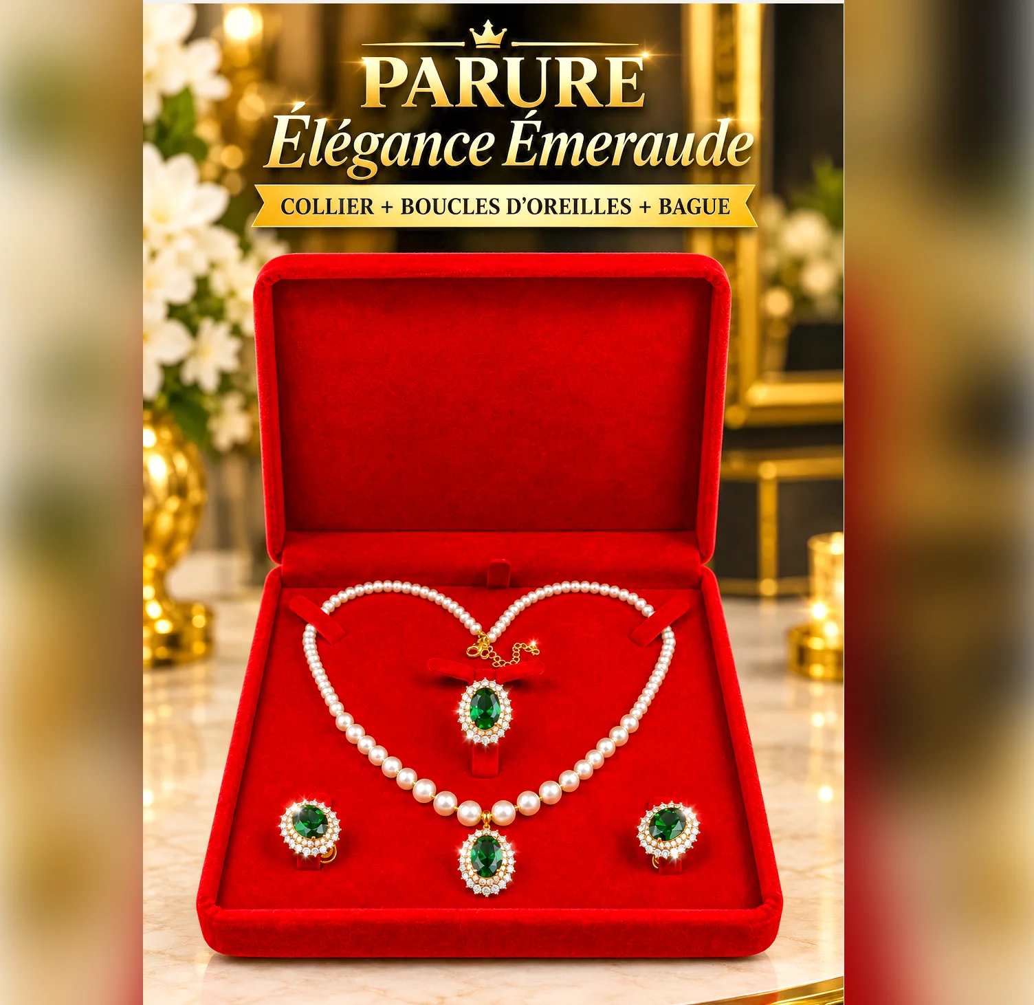 COFFRET BIJOUX ÉMERAUDE – ÉLÉGANCE ROYALE®