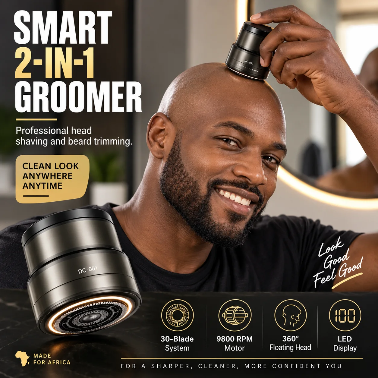 💥🛍️ -50% ! ✂️ Tondeuse Électrique 2-en-1 pour Crâne Rasé et Barbe – 30 Lames de Précision, Confort Flottant 360° & Affichage Digital.