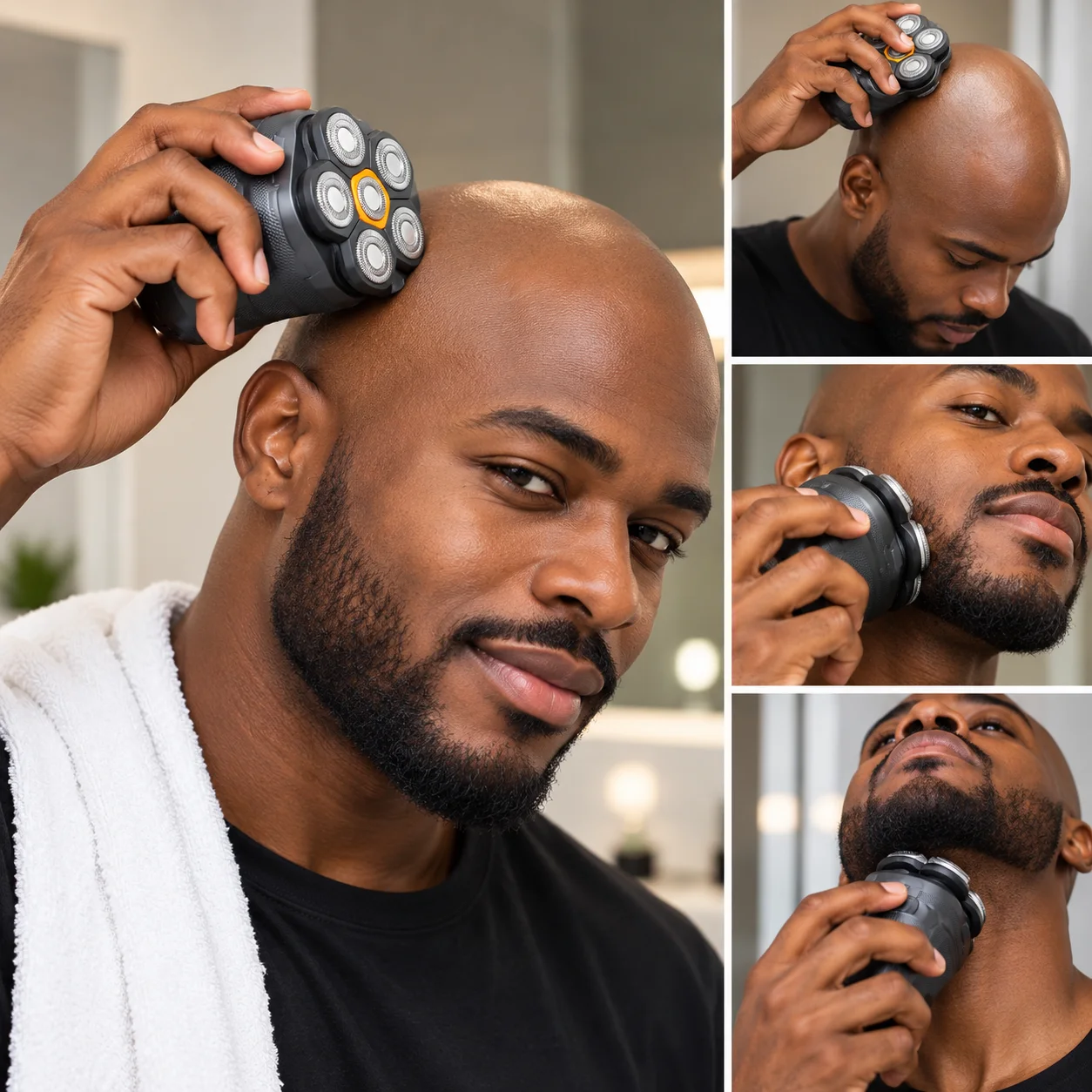 Rasoir électrique portable et étanche pour homme, rechargeable à 6 têtes.