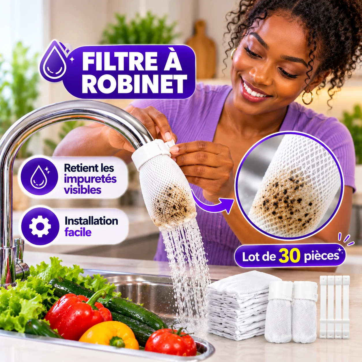 Filtre à Robinet Anti-Impuretés – Lot de 30 Pièces
