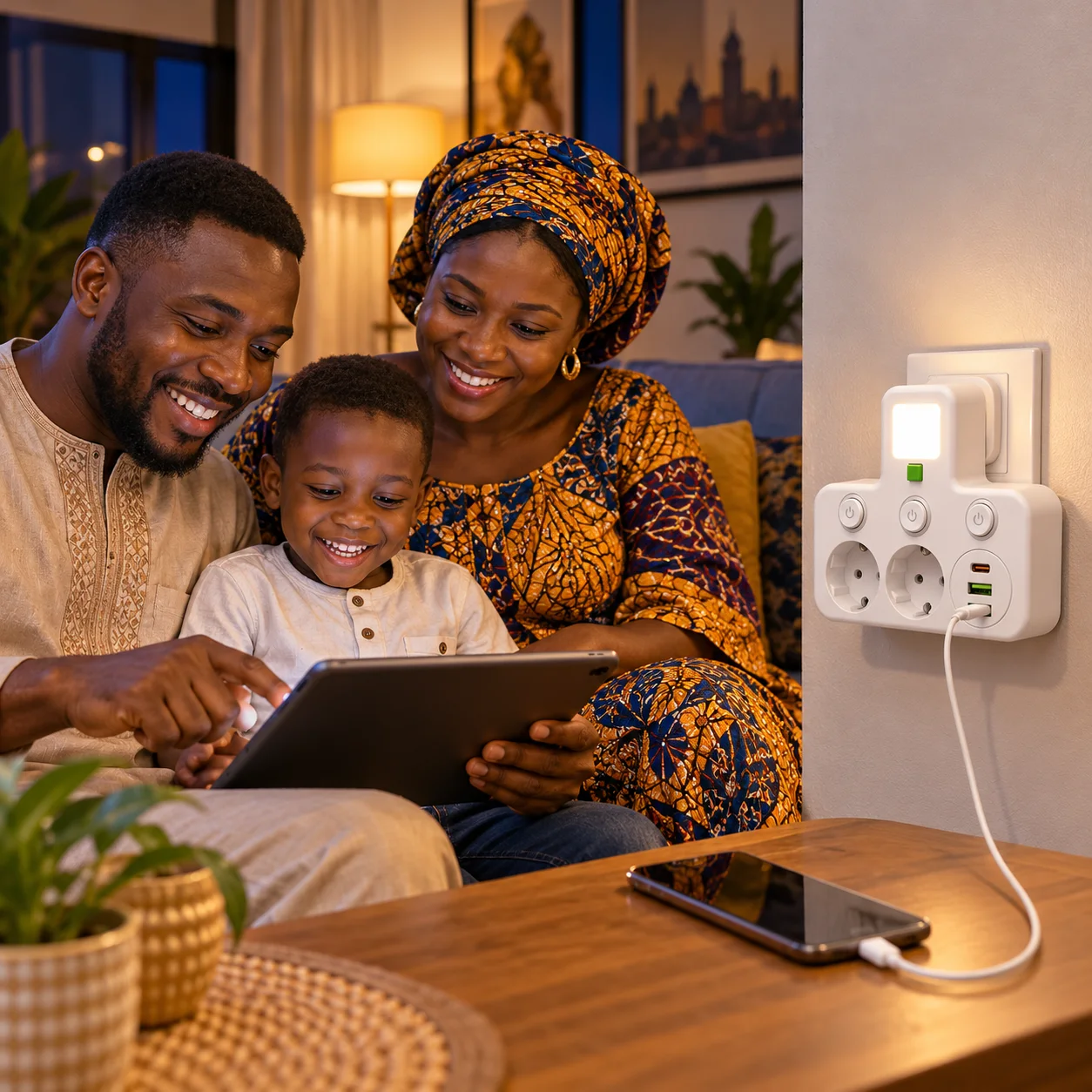 Prise multiple murale adaptateur - DENGJU STORE - 2 prises + USB Type-C - Micro veilleuse - 2500W