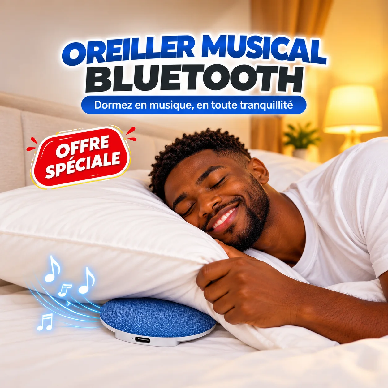 Oreiller avec haut-parleur Bluetooth pour dormir