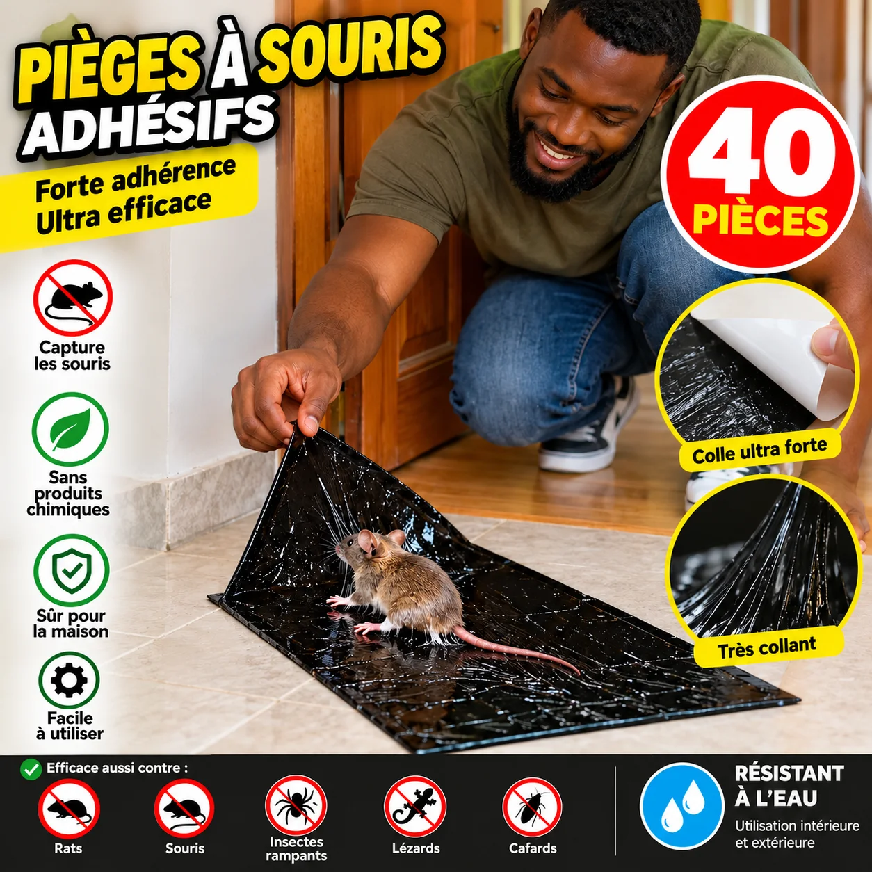 Pièges à Souris Adhésifs – Lot de 40 Pièces