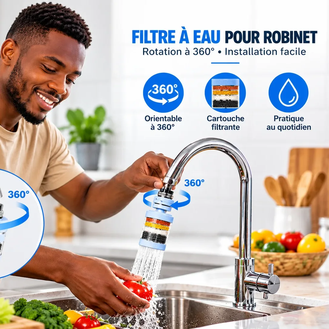 Filtre à Eau pour Robinet 360° – Anti-Impuretés