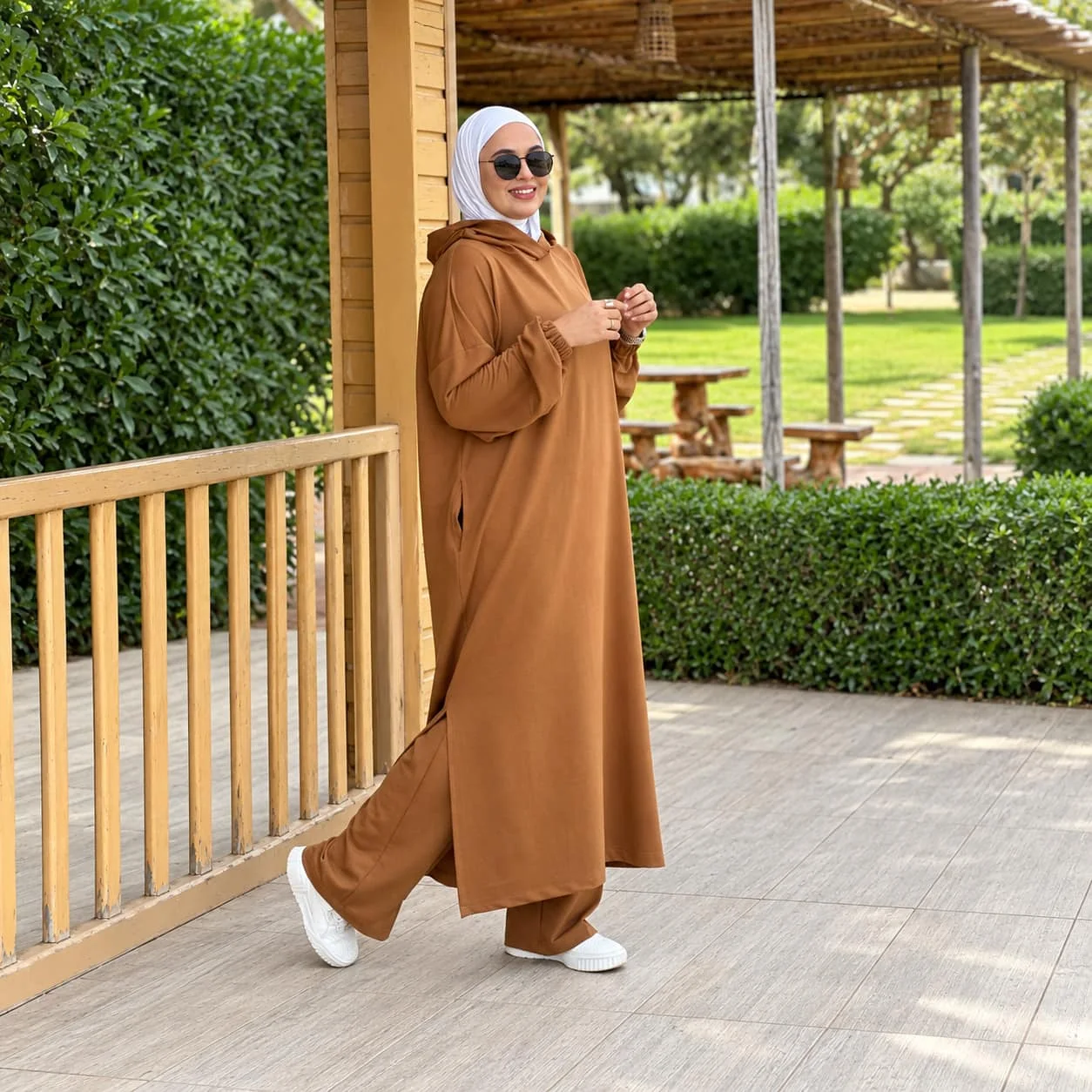 طقم رياضي طويل للمحجبات - قماش مونطوني دافئ