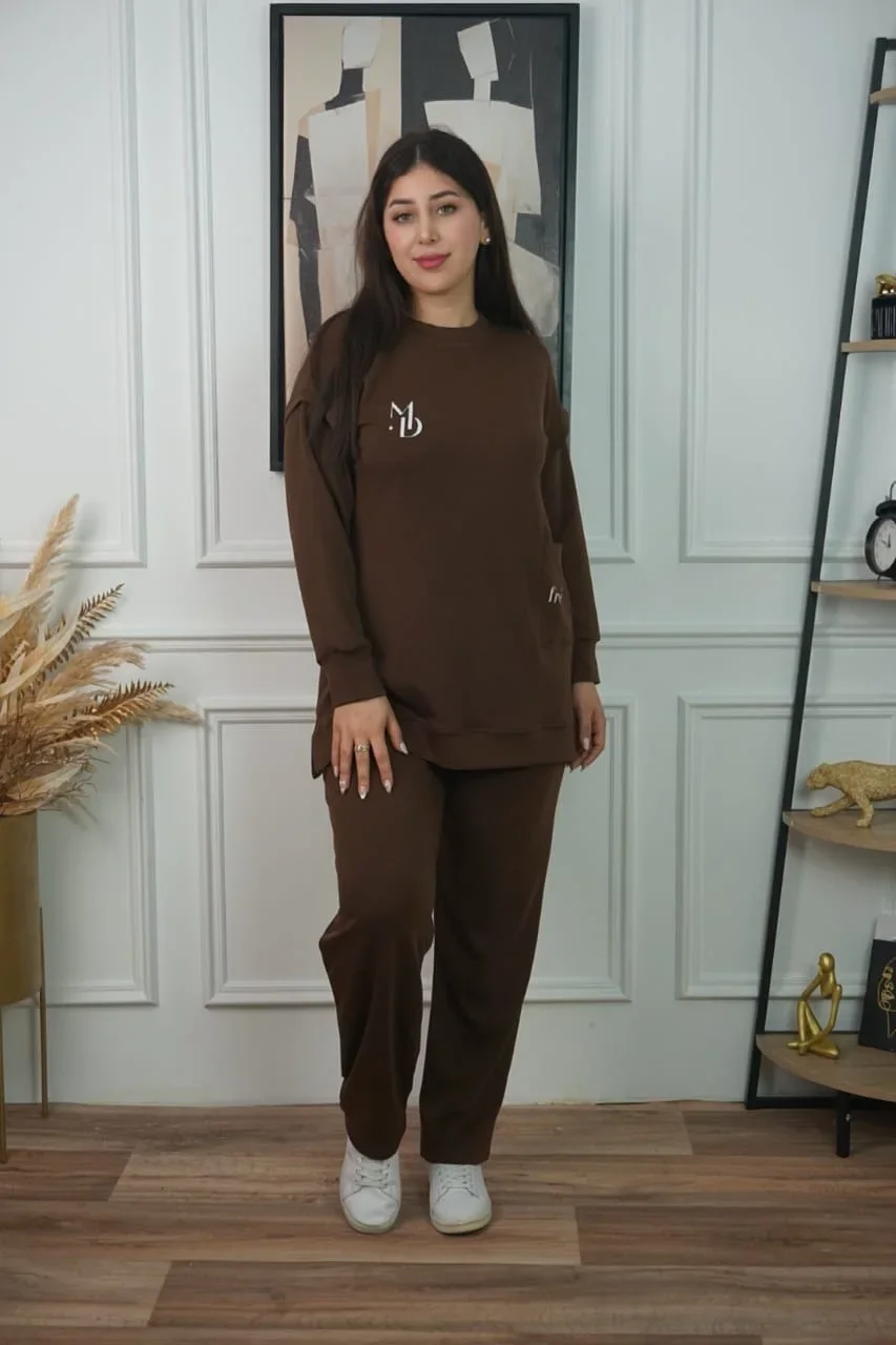 سويت شيرت طويل وسروال واسع