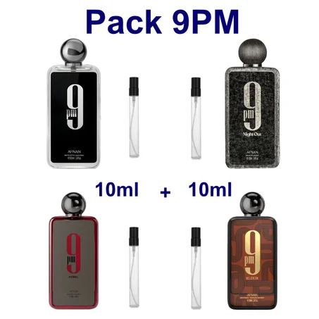 Pack Décantage Afnan  9PM 10ml + Night Out 10ml + Rebel 10ml + Elixir 10ml