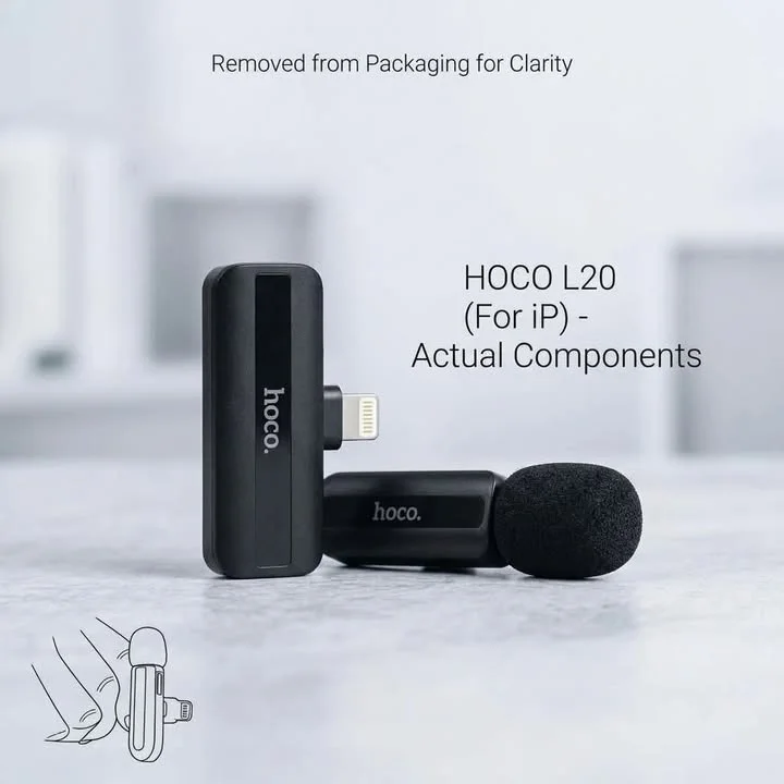 مايكروفون لاسلكي صغير Hoco L20 للآيفون والآيباد 🎙✨️