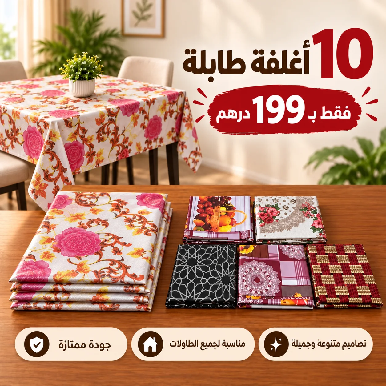 جدّد شكل طاولتك مع باك 10 أغلفة متنوعة – 199 درهم فقط