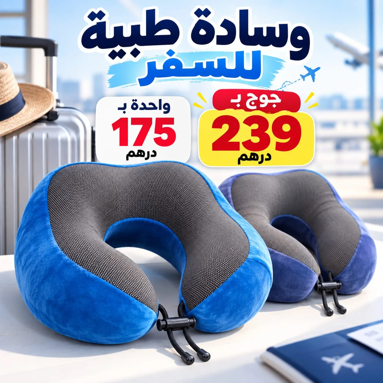 وسادة طبية للسفر – واحدة بـ175 درهم وجوج بـ239 درهم