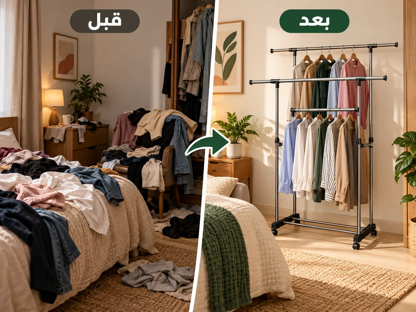 قبل وبعد تنظيم الغرفة مع MELYNA RANGI