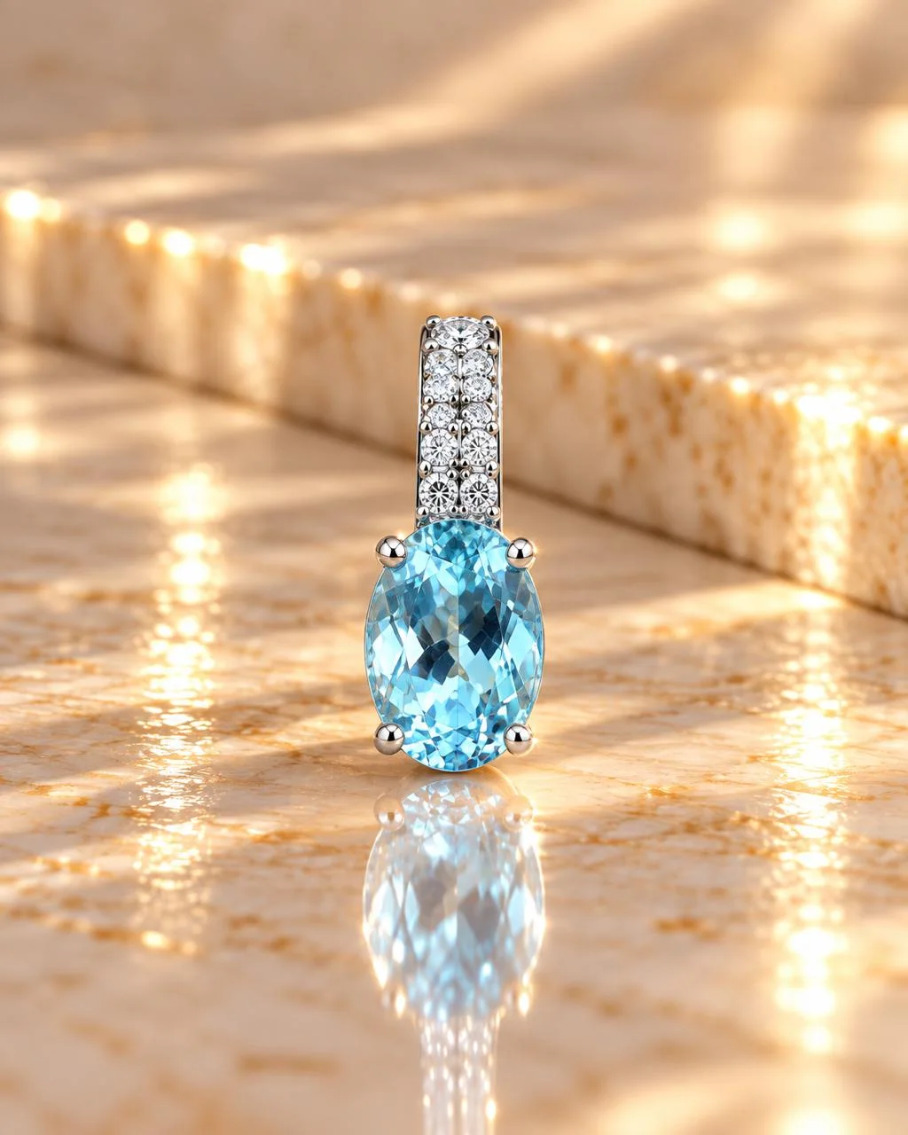 pendentif topaz bleu en argent s925/قلادة من التوباز الفضة عيار 925