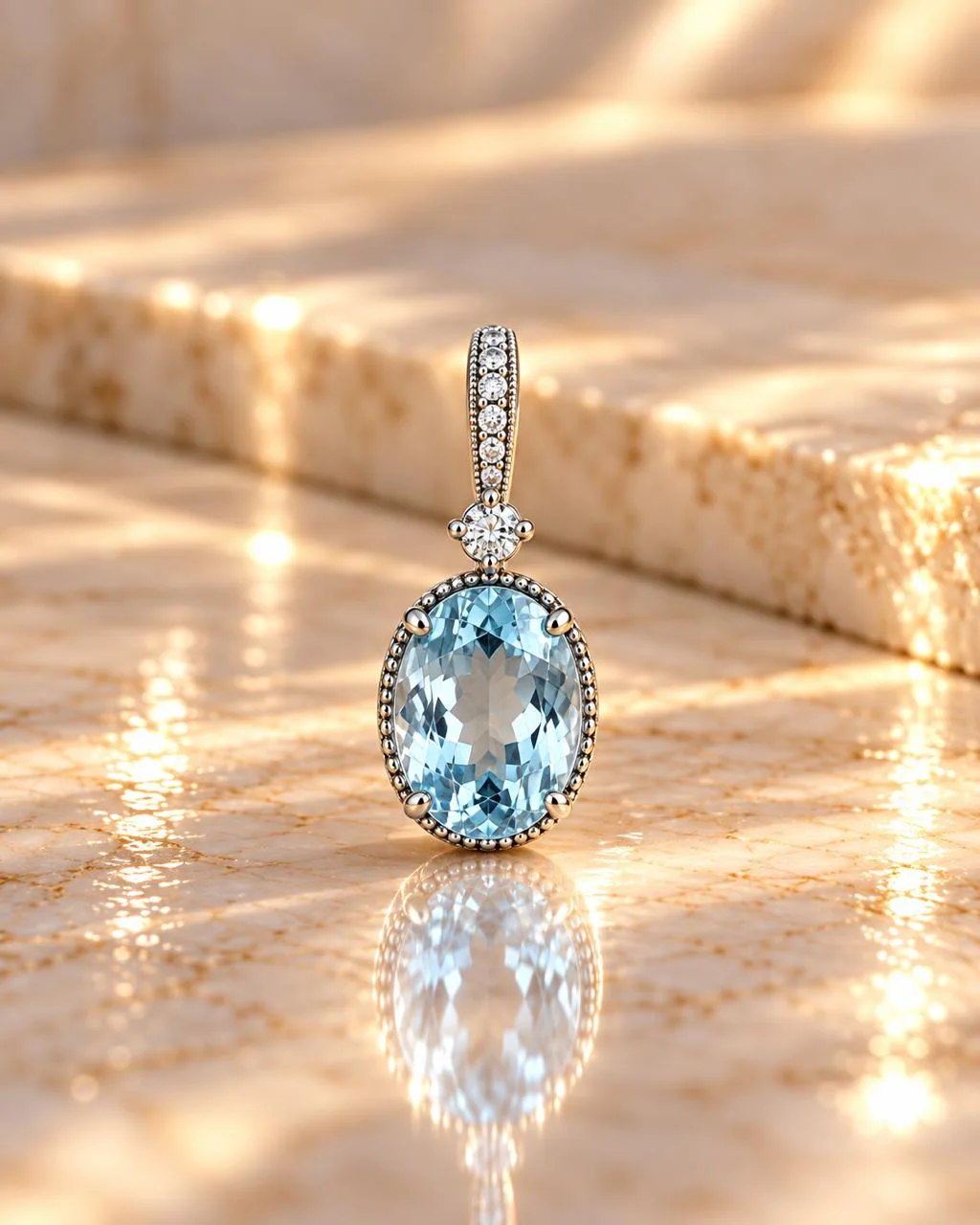 pendentif topaz bleu en argent s925/قلادة من التوباز الفضة عيار 925