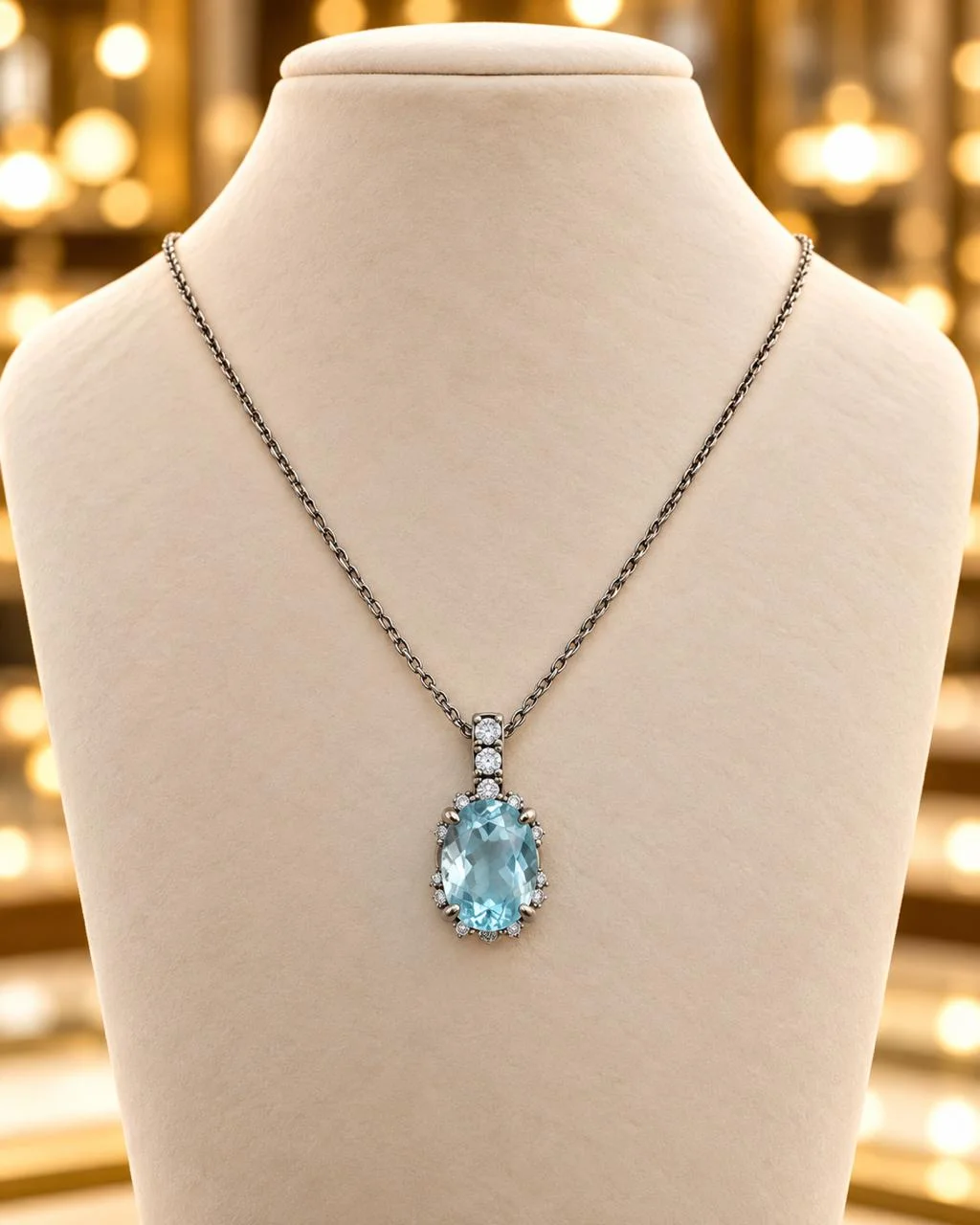 pendentif topaz bleu en argent s925/قلادة من التوباز الفضة عيار 925
