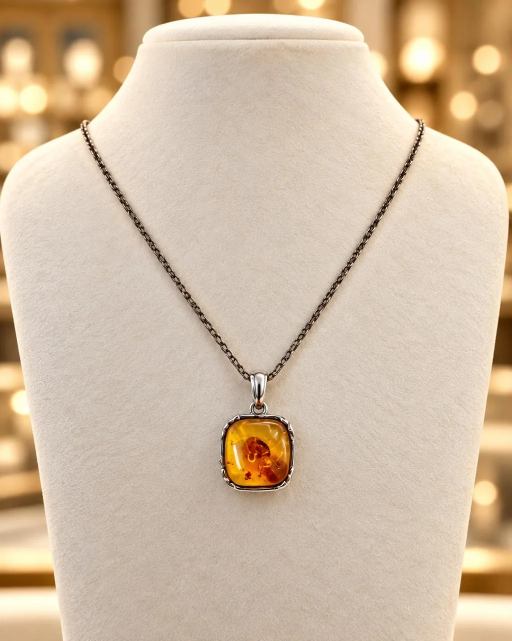 Collier Ambre en argent s925 / قلادة الكهرمان من الفضة عيار 925