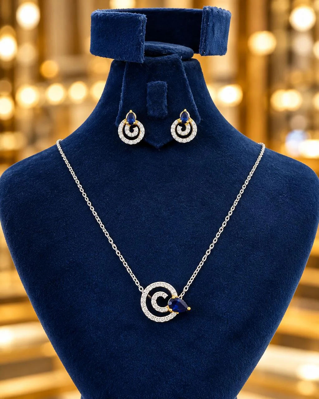 collier saphir en argent s925 / قلادة الياقوت الأزرق  من الفضة عيار 925