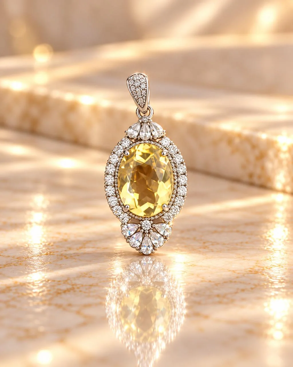 pendentif citrine en argent s925 /علاقة من حجر السترين من الفضة عيار 925