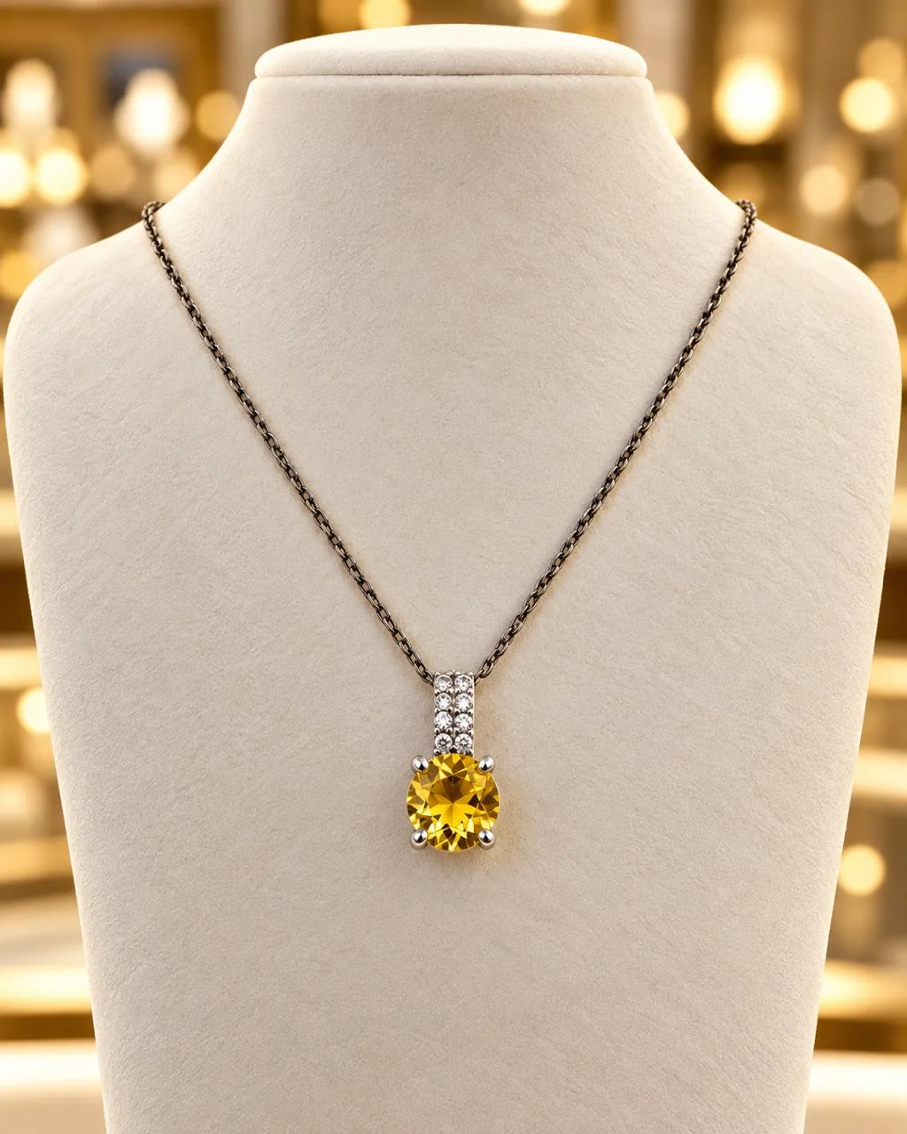 pendentif citrine en argent s925 /علاقة من حجر السترين من الفضة عيار 925