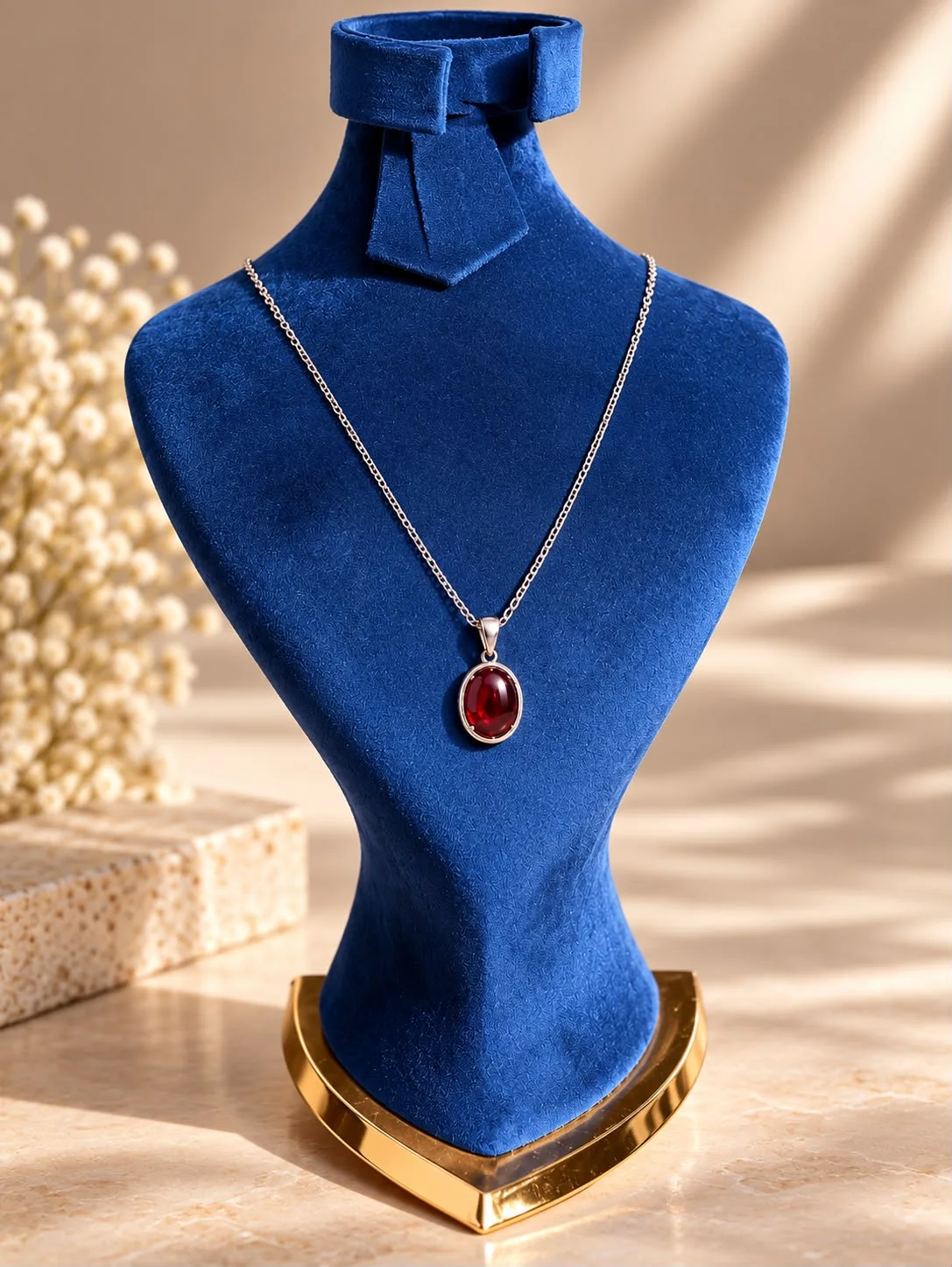 pendentif garnet en argent 925 / قلادة العقيق الأحمر فضة عيار 925