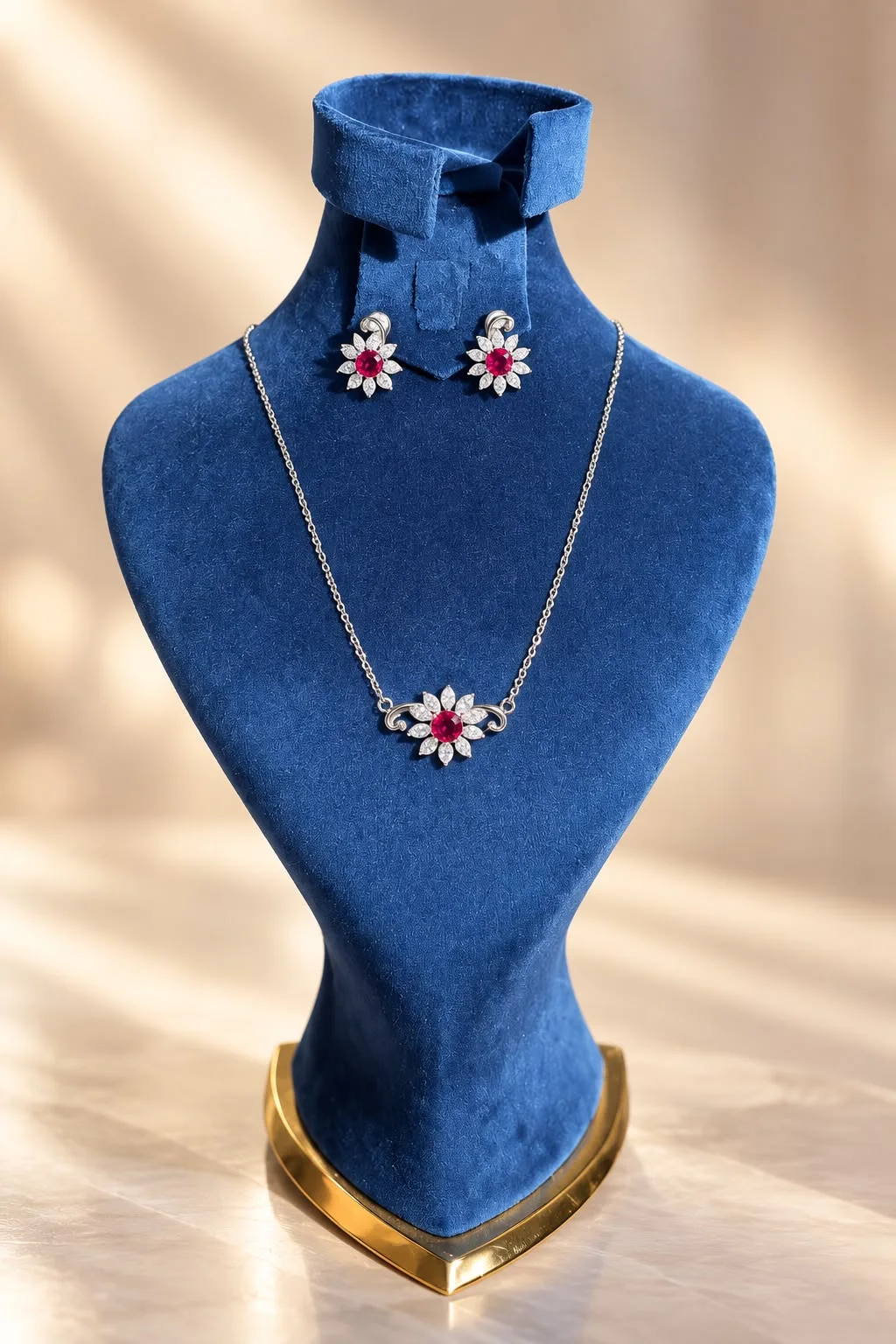 collier Rubis en argent s925 / قلادة الياقوت الأحمر من الفضة عيار 925
