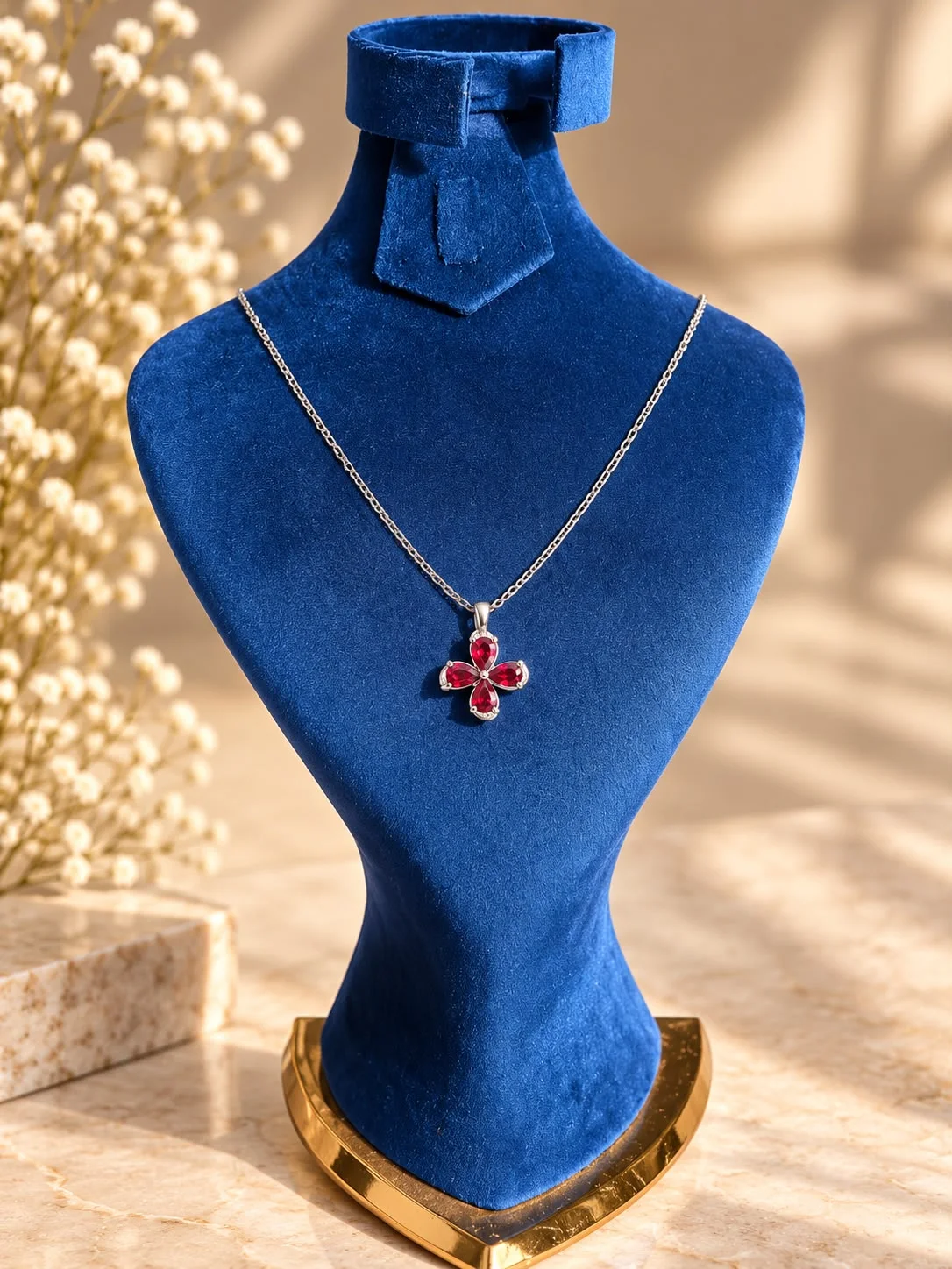 pendentif garnet en argent 925 / قلادة العقيق الأحمر فضة عيار 925