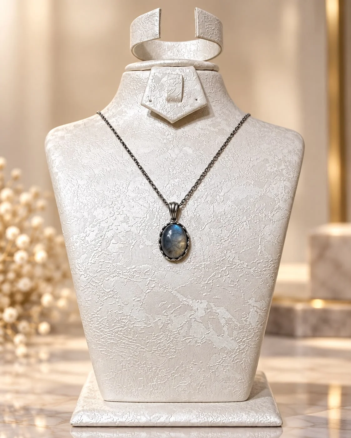 Collier Labradorite en argent s925 / قلادة اللابرادوريت من الفضة عيار 925