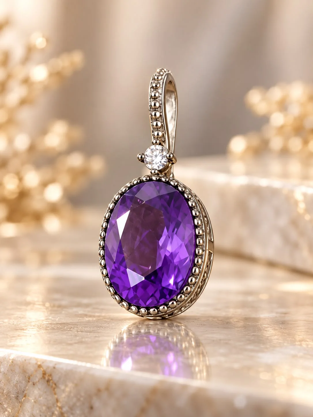 Pendentif Améthyste en Argent 925 | علاقة من الجمشت فضة عيار 925