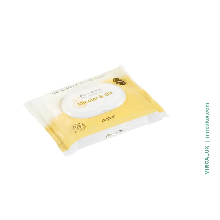 Lingettes démaquillantes Micelar & Oil Deliplus — 25 unités