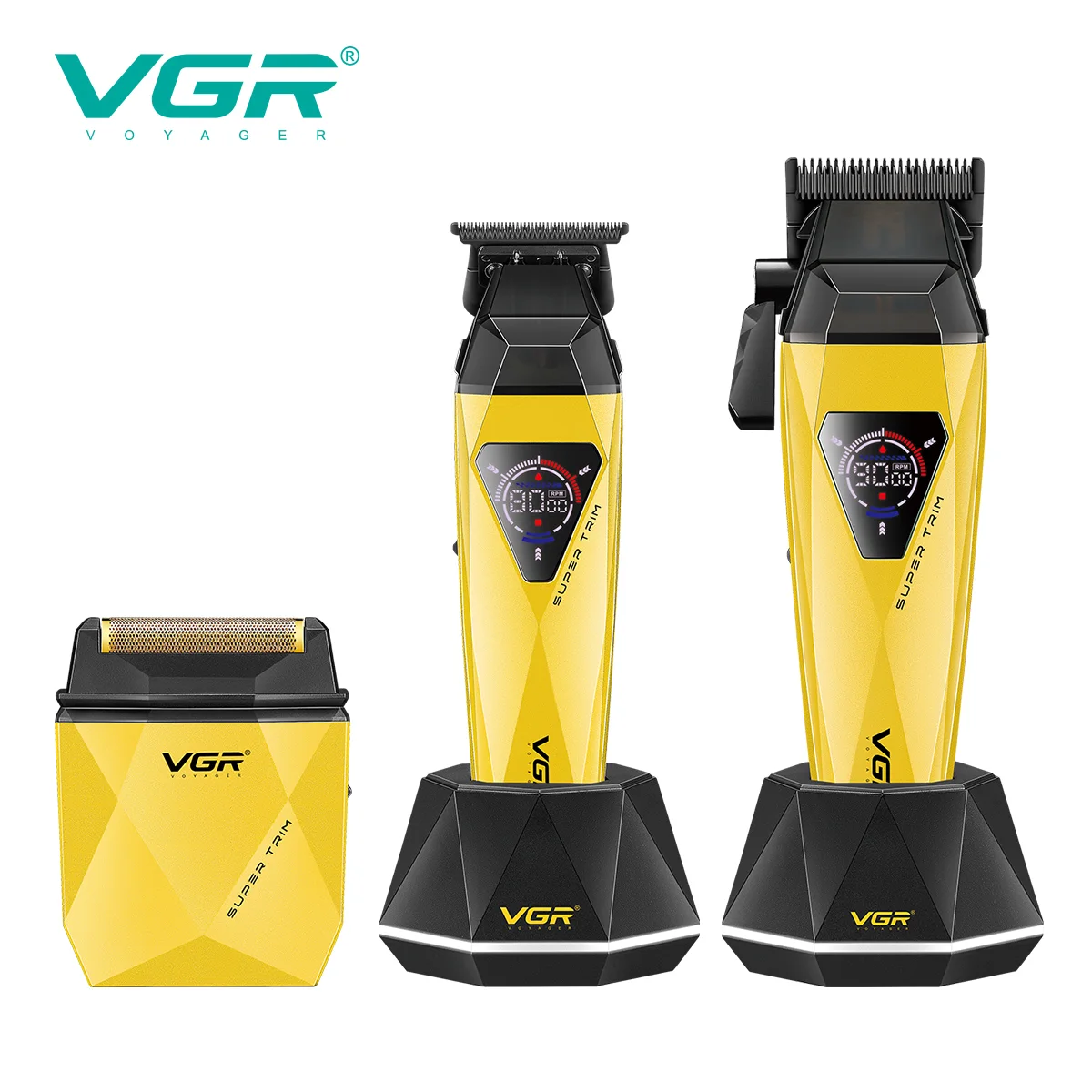 مجموعة الحلاقة المتكاملة 3 في 1  من VGR PRO ( اصفر V-877 S3 )