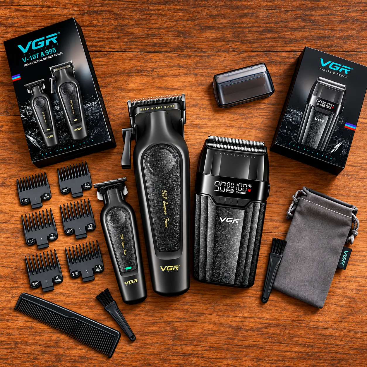 طقم الحلاقة الاحترافي 3 في 1 ( V-197 & V-995 + V-640 S ) أسود