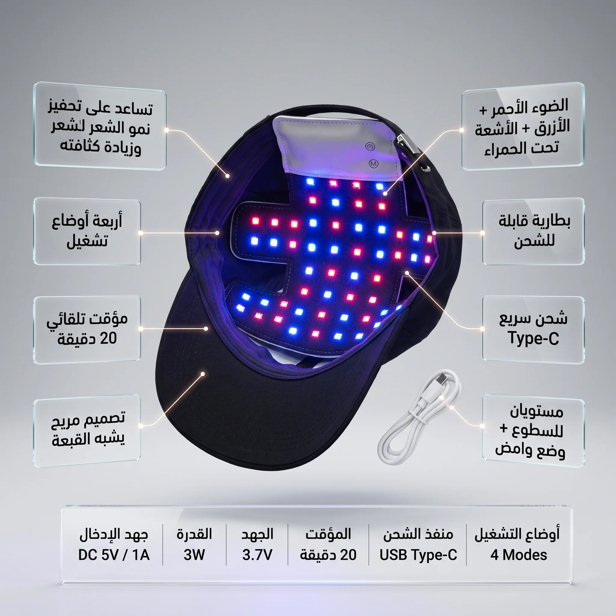 كاب العلاج الضوئي المتقدم لتحفيز بصيلات الشعر