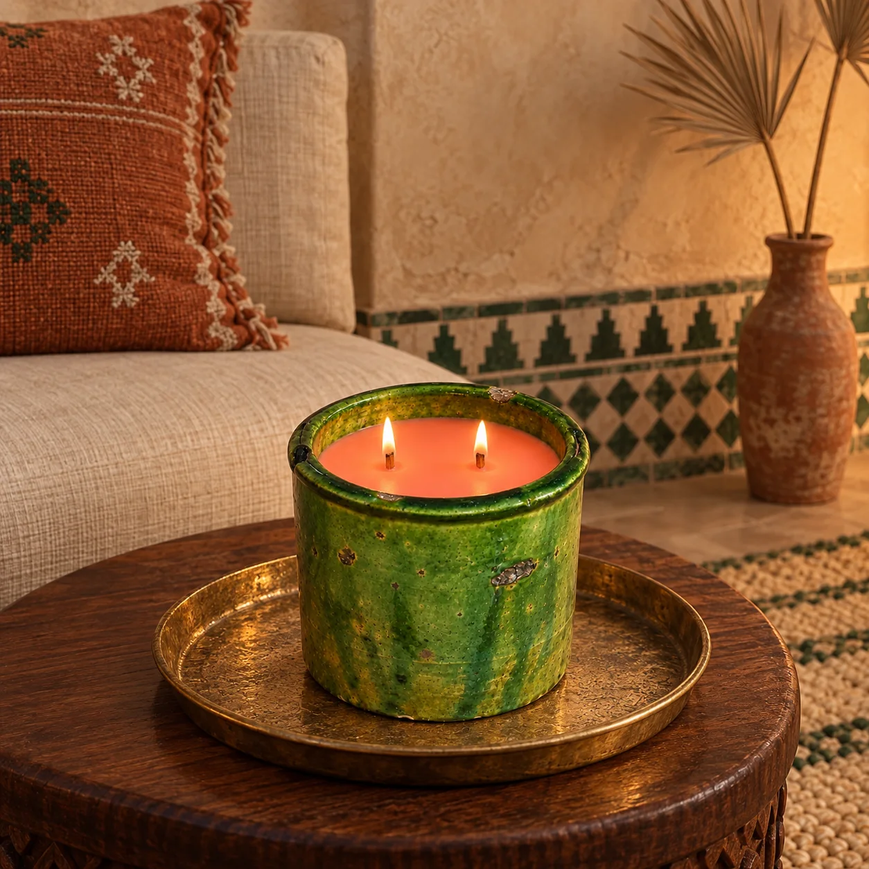 Green Drâa ceramic scented candle