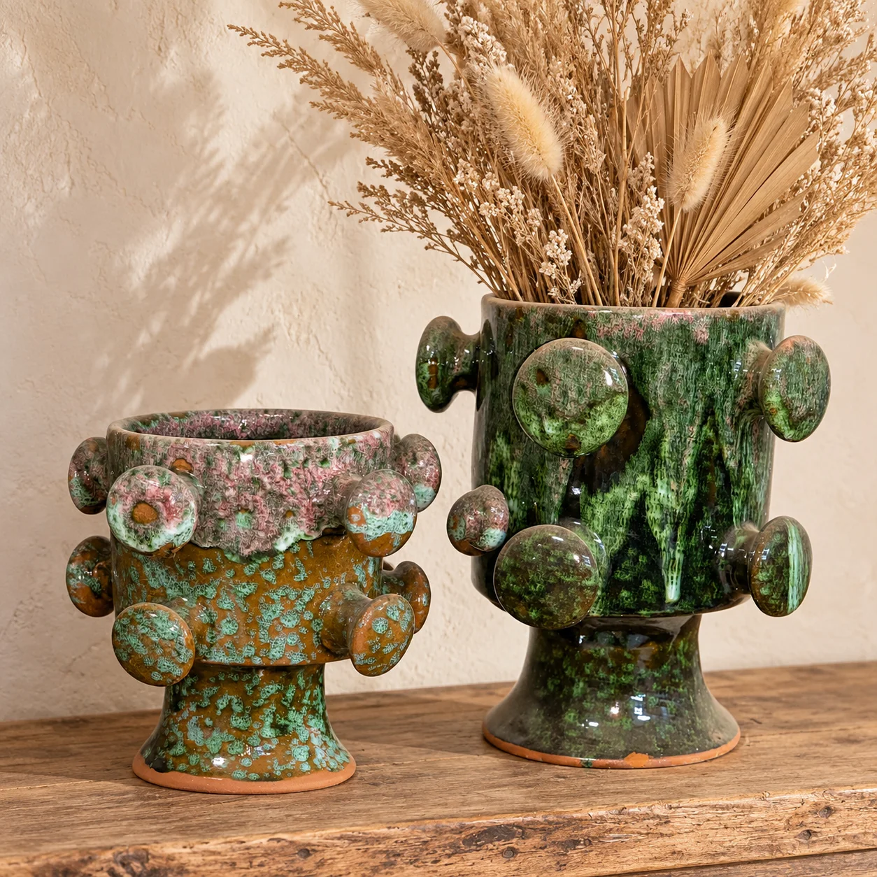Drâa Sculptural Vase with Raised Medallions